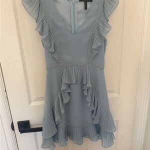 BCBGMaxAzria Light Blue Ruffle Mini Dress